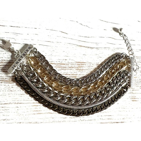 NEW Jenny Bird Austin Wide Bracelet Mixed Metals Layered Chains mp $135 STUNNING - Picture 6 of 10